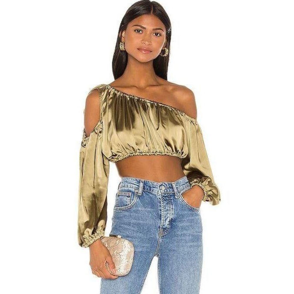 Camila Coelho Emanuelle crop top in khaki/olive